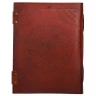 Antique Handmade Leather-Bound Notepad with Embossed Interlocking Circular Pattern